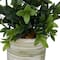 11" Green Faux Foliage Eucalyptus Artificial Plant with Patterned Porcelain Pot